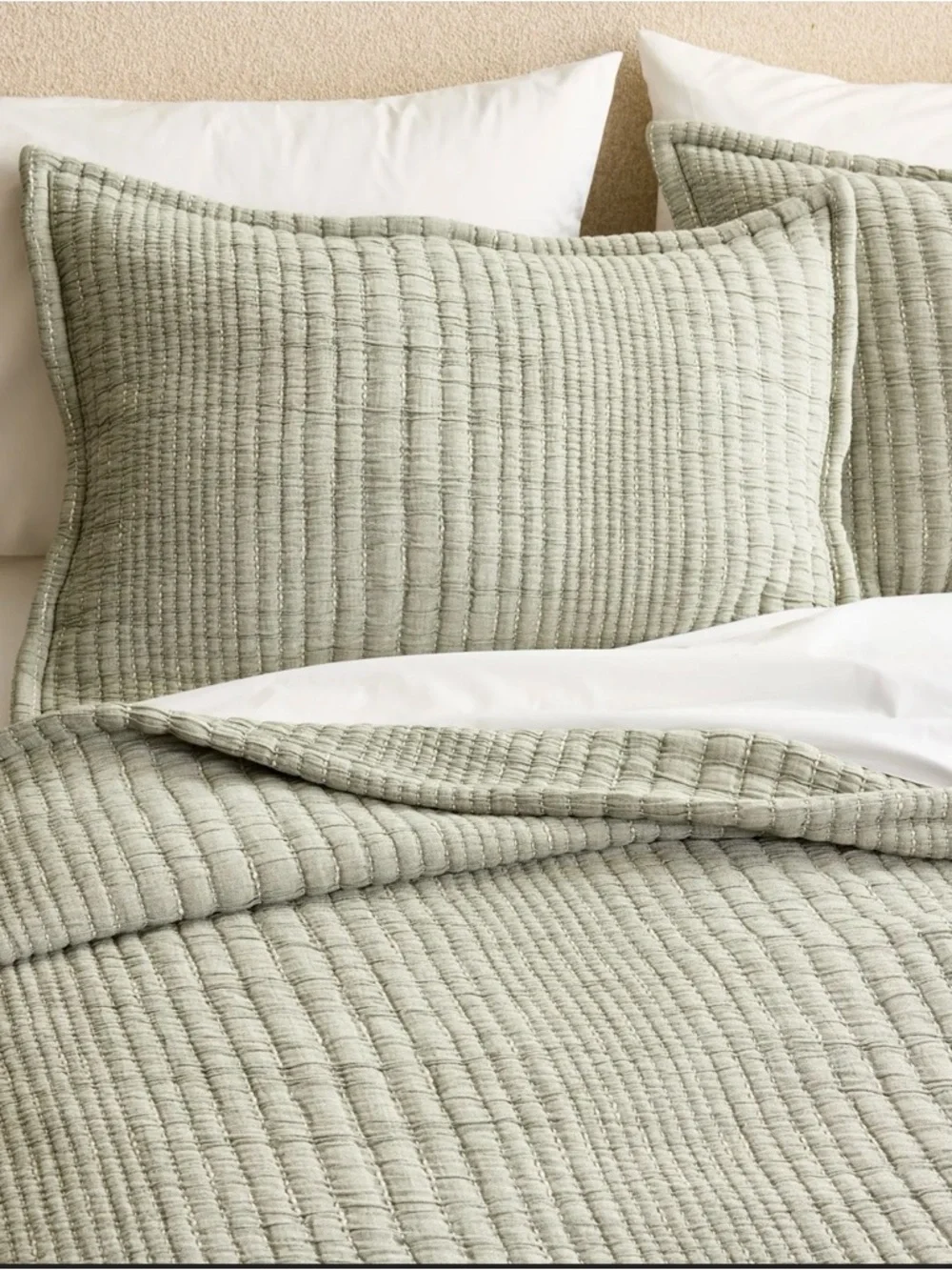 Quince Channel stitch quilt King SET with 2 King shams